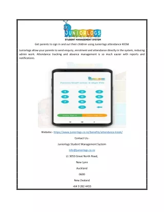 Get parents to sign in and out their children using Juniorlogs attendance KIOSK