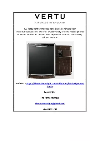 Vertu Bentley Mobile Phone for Sale | Thevertuboutique.com
