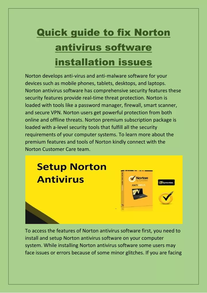 quick guide to fix norton antivirus software