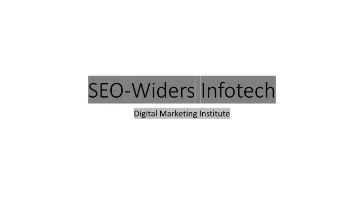 seo widers infotech