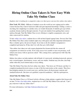 Hiring Online Class Takers Is Now Easy With Take My Online Class