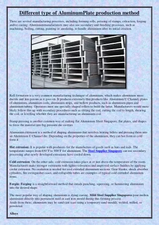 different type of aluminumplate production method