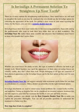 is invisalign a permanent solution to straighten
