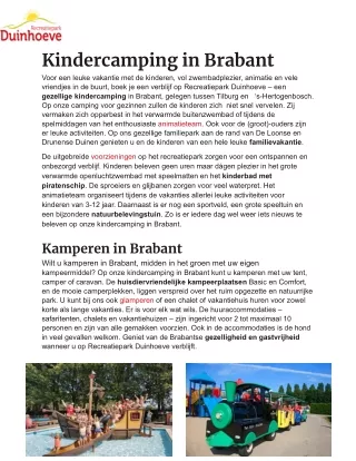 kindercamping in brabant voor een leuke vakantie