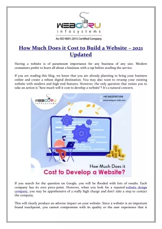 how much does it cost to build a website 2021