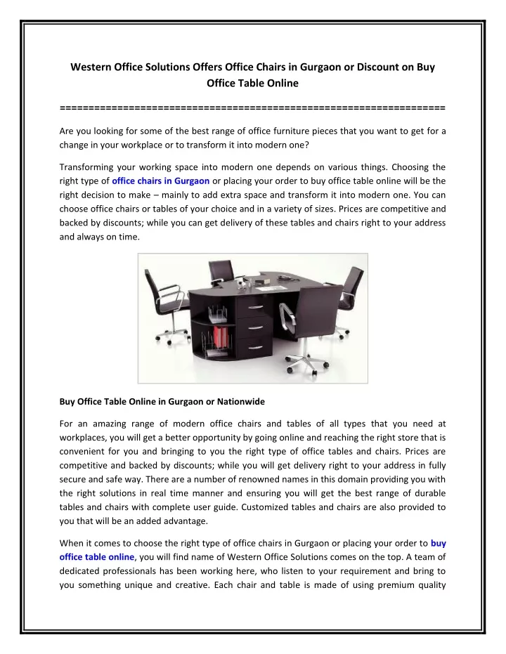 western office solutions offers office chairs