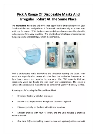 pick a range of disposable masks and irregular