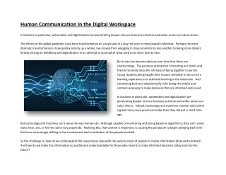 Human Communication in the Digital Workspace