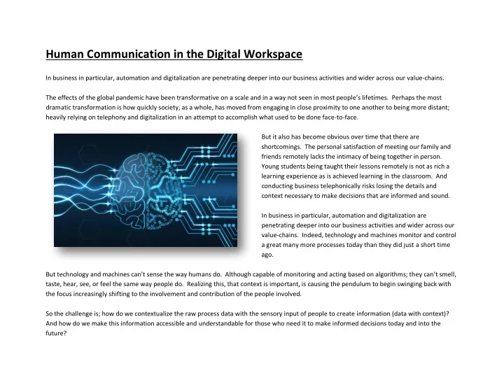 human communication in the digital workspace