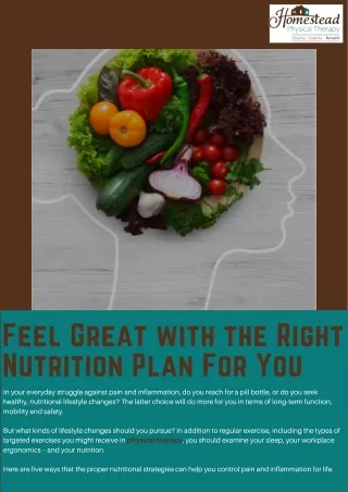Feel Great with the Right Nutrition Plan For You