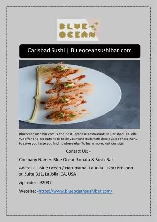 carlsbad sushi blueoceansushibar com