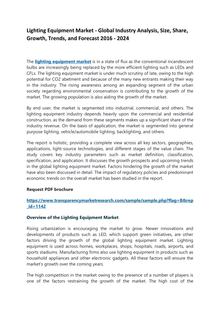 lighting equipment market global industry