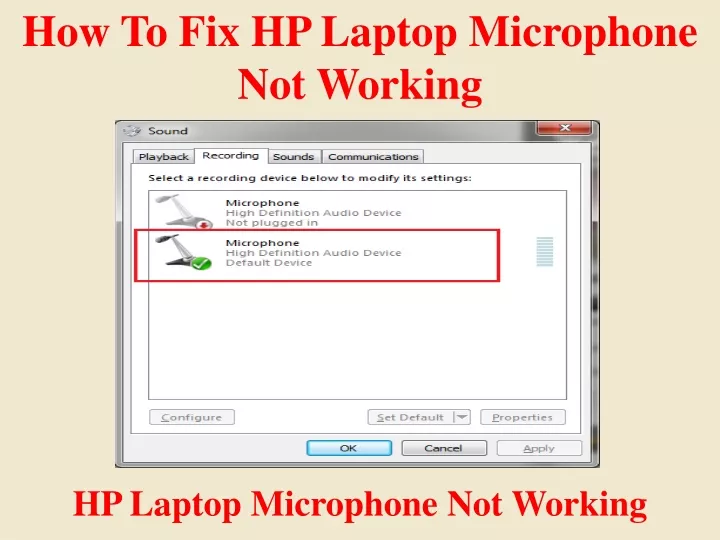 how to fix hp laptop microphone not working
