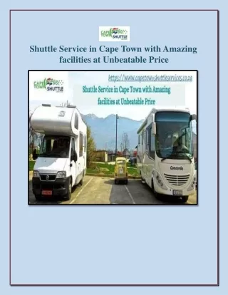 Shuttle Service in Cape Town with Amazing facilities at Unbeatable Price