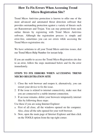 how to fix errors when accessing trend micro