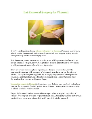 Fat Removal Surgery in Chennai