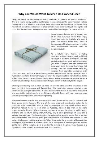 why you would want to sleep on flaxseed linen