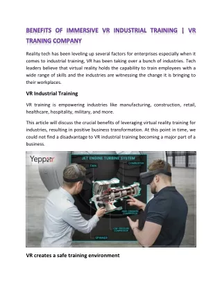 Benefits of Immersive VR Industrial Training | VR Traning Company