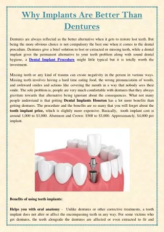 why implants are better than dentures