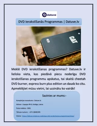 DVD Ierakstīšanās Programmas | Datuve.lv