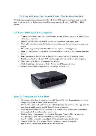 hp envy 4500 scan to computer email how to scan