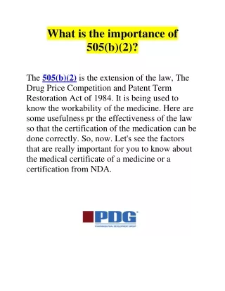 What is the importance of 505(b)(2)?