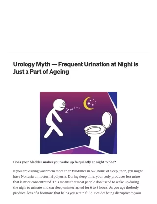 Urology Myth - Frequent Urination at Night is Just a Part of Ageing