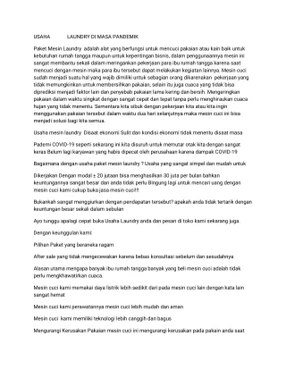 USAHA 	LAUNDRY DI MASA PANDEMIK