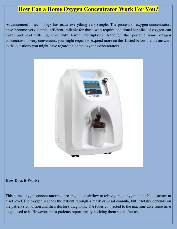 how can a home oxygen concentrator work for you