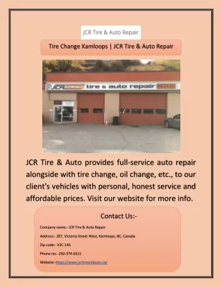 Tire Change Kamloops | JCR Tire & Auto Repair