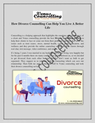 How Divorce Counselling Can Help You Live A Better Life