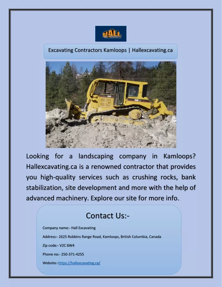 excavating contractors kamloops hallexcavating ca