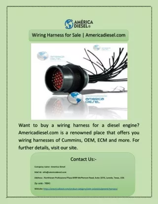 Wiring Harness for Sale | Americadiesel.com