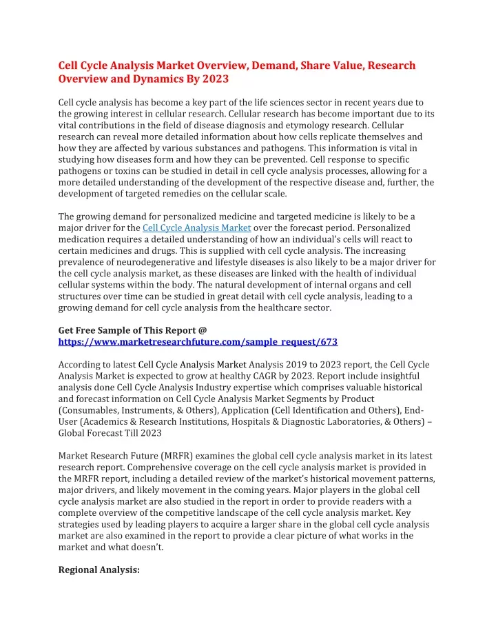 cell cycle analysis market overview demand share