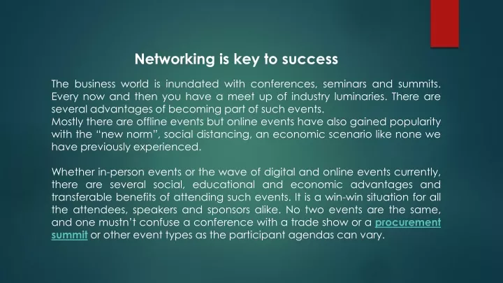 networking is key to success