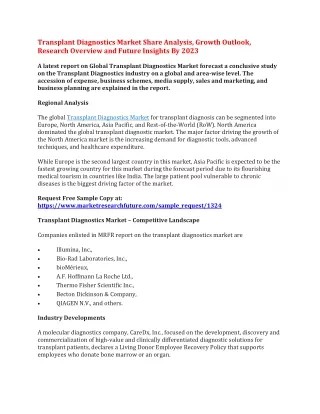 transplant diagnostics market share analysis