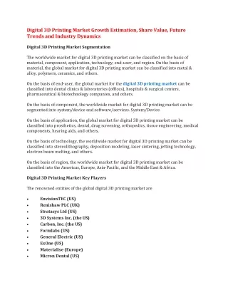 digital 3d printing market growth estimation