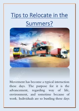 Tips to relocate in summer with Om International Packers and Movers