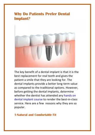 why do patients prefer dental implant