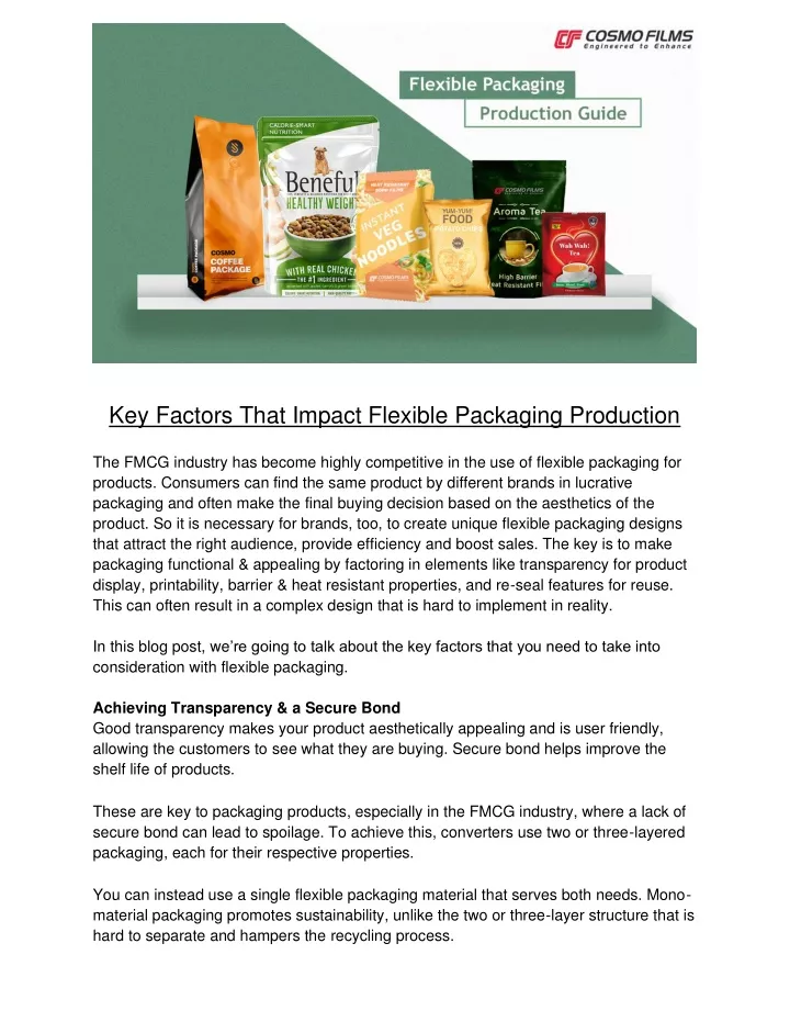 key factors that impact flexible packaging