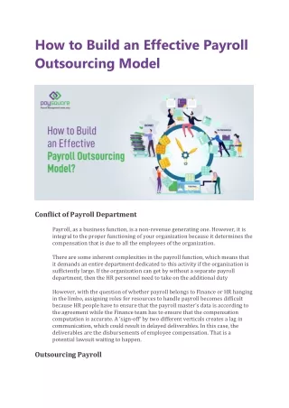 how to build an effective payroll outsourcing