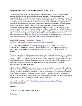 nitrogen market steady growth to be witnessed