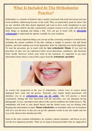what is included in the orthodontist practice