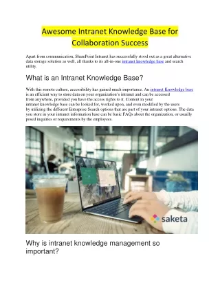 Awesome Intranet Knowledge Base for Collaboration Success
