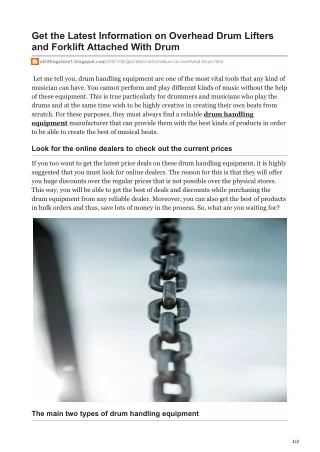 get the latest information on overhead drum