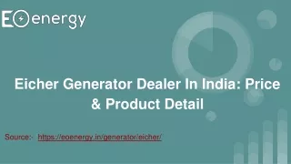 Eicher Generator Dealer In India