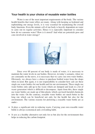 your health is your choice of reusable water
