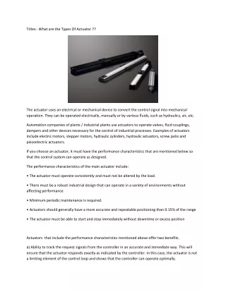 titles what are the types of actuator
