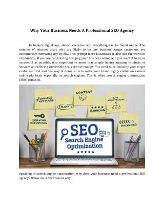 Why Your Business Needs A Professional SEO Agency