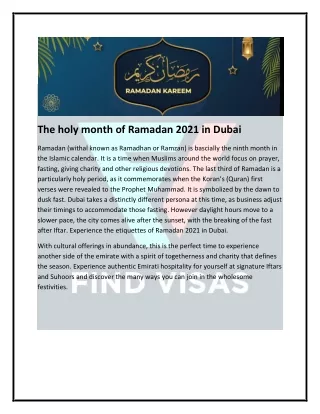 The holy month of Ramadan 2021 in Dubai